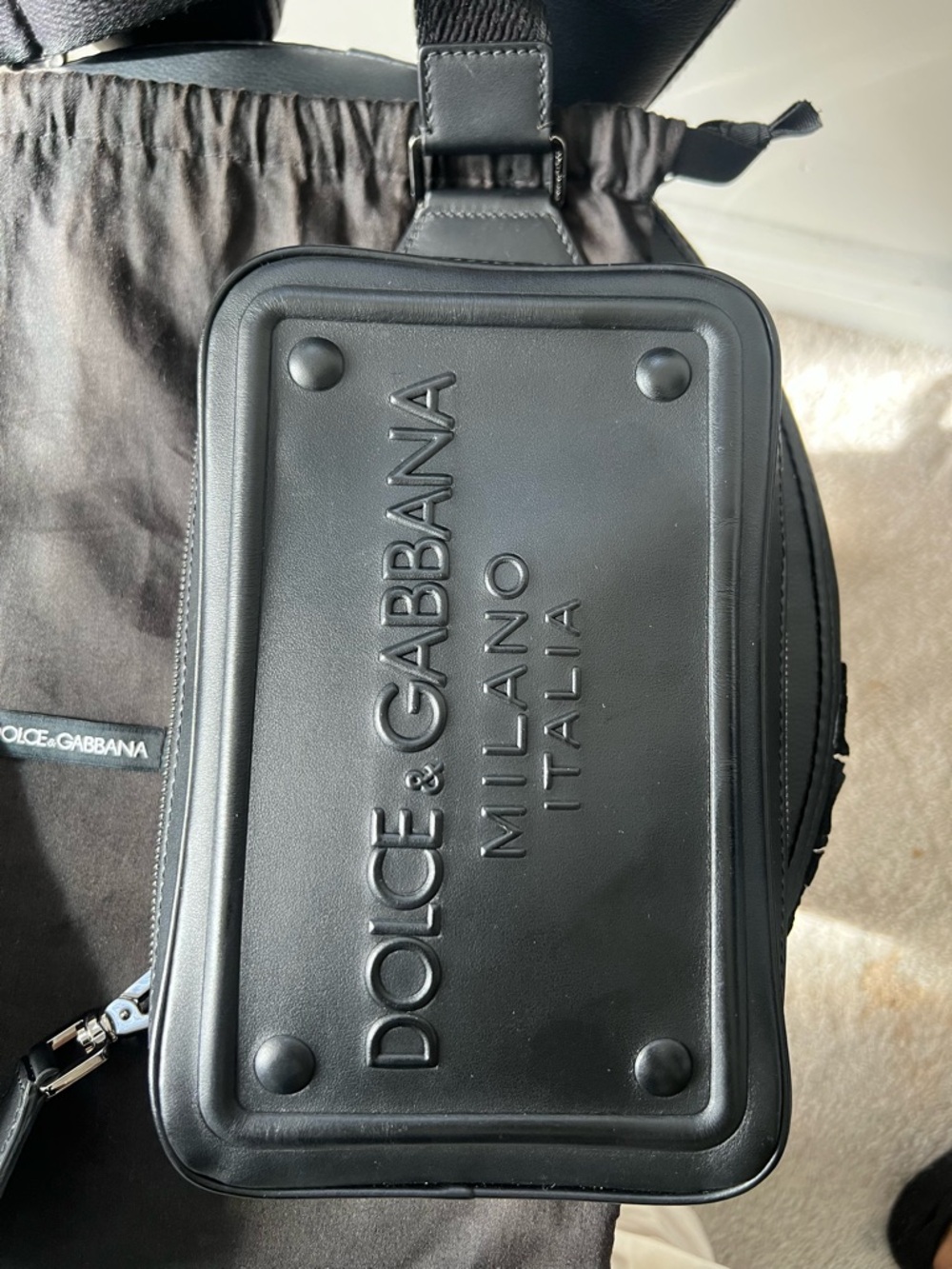 Dolce & Gabbana Embossed Black Leather Bag - Picture 6 of 11